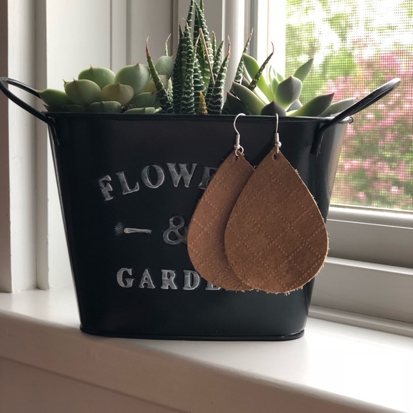 Leather Teardrop Earrings - Picture 1 of 1